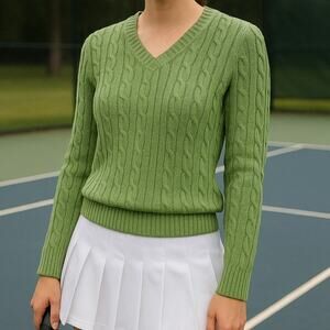 Croft & Barrow Green V-Neck Pullover Sweater XL Long Sleeve Women's Knit